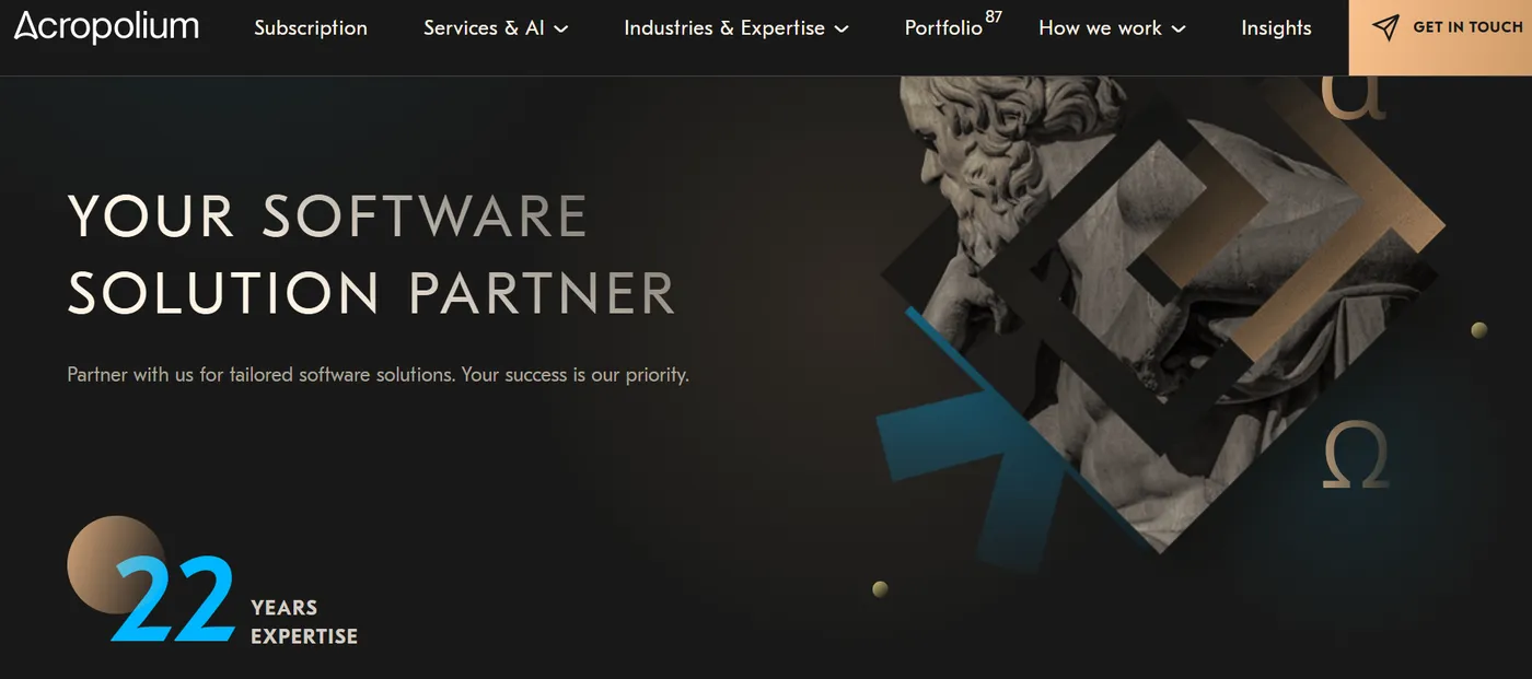 Acropolium homepage: software solution partner for SaaS platforms