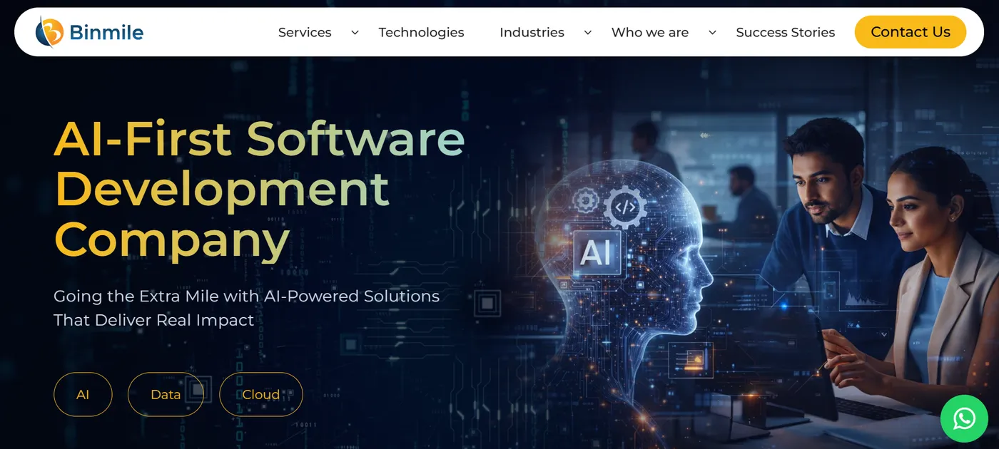 Binmile homepage: software development for high-velocity operations