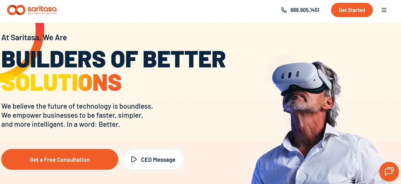 Saritasa homepage: mobile, IoT, and full-stack development
