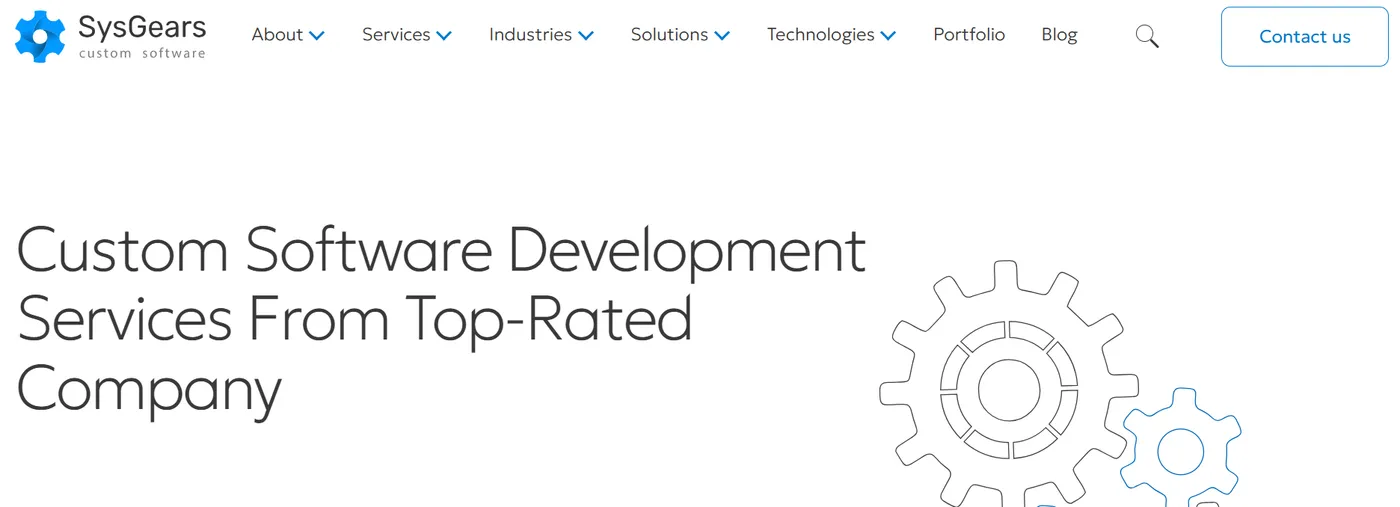 SysGears homepage: senior-led custom software engineering
